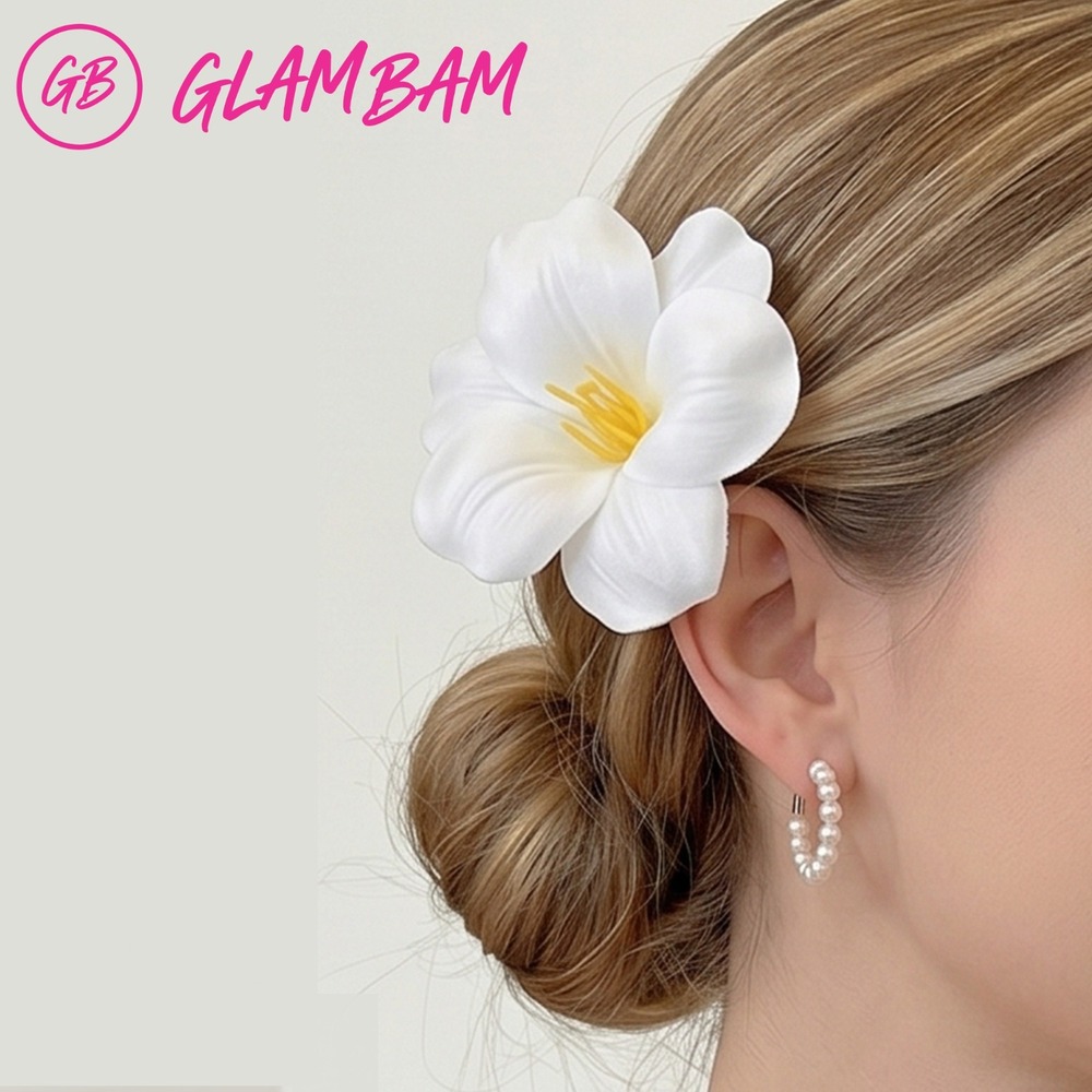 Elegant White Foam‎ Flower Hair Clip Duckbill Barrette Spring Accessory